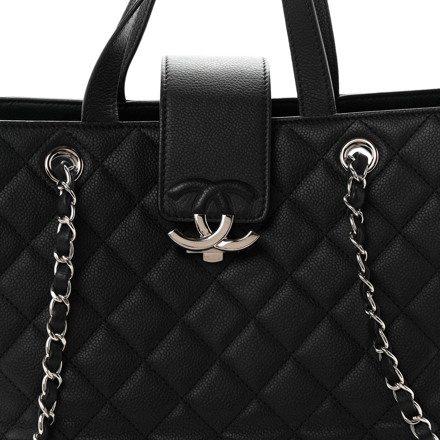 Chanel Caviar Quilted Large CC Box Shopping Tote Black 8 of 10