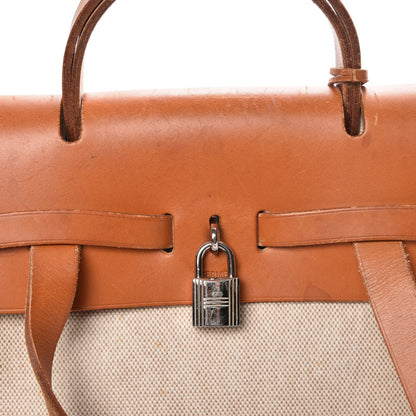 Hermes Toile Vache Calfskin Herbag 30 PM Backpack Natural 11 of 15