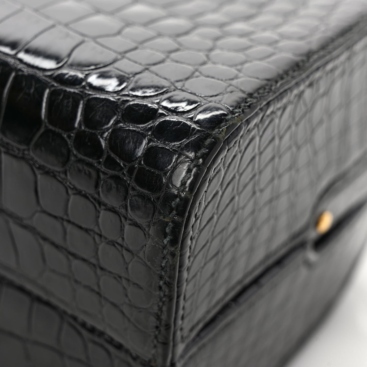 Shiny Crocodile Doctor Bag Black