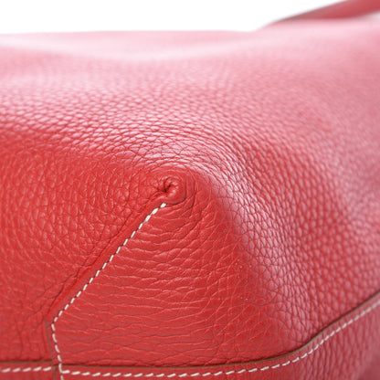 Hermes Taurillon Clemence Double Sens 45 Reversible Tote Rouge Casaque Crevette 12 of 13