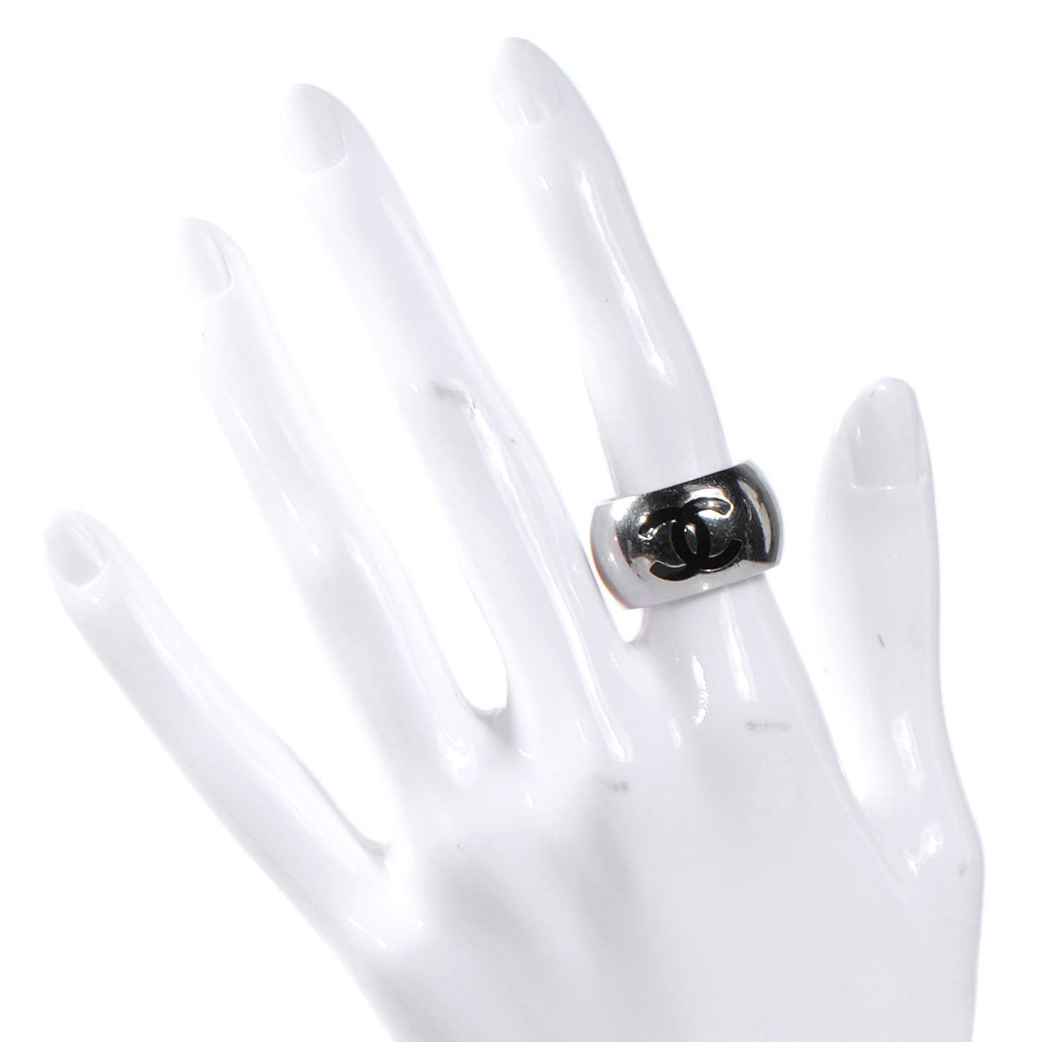 Chanel Metal CC Ring Silver 6.5 2 of 4