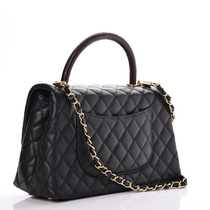 Chanel Caviar Lizard Quilted Small Coco Handle Flap Black 3 of 8