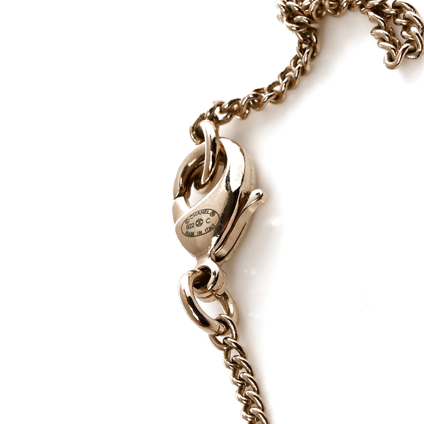 Pearl CC Double Heart Drop Necklace Pearly White Gold