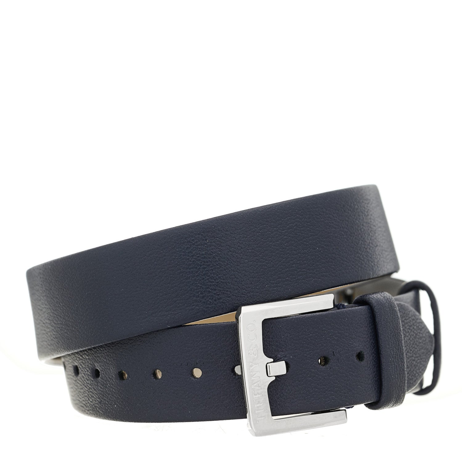 Tiffany Stainless Steel Calfskin 22mm East West Quartz Watch Blue 3 of 4