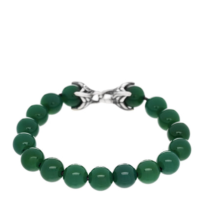 David Yurman Sterling Silver Green Onyx 10mm Spiritual Beads Bracelet 1 of 5