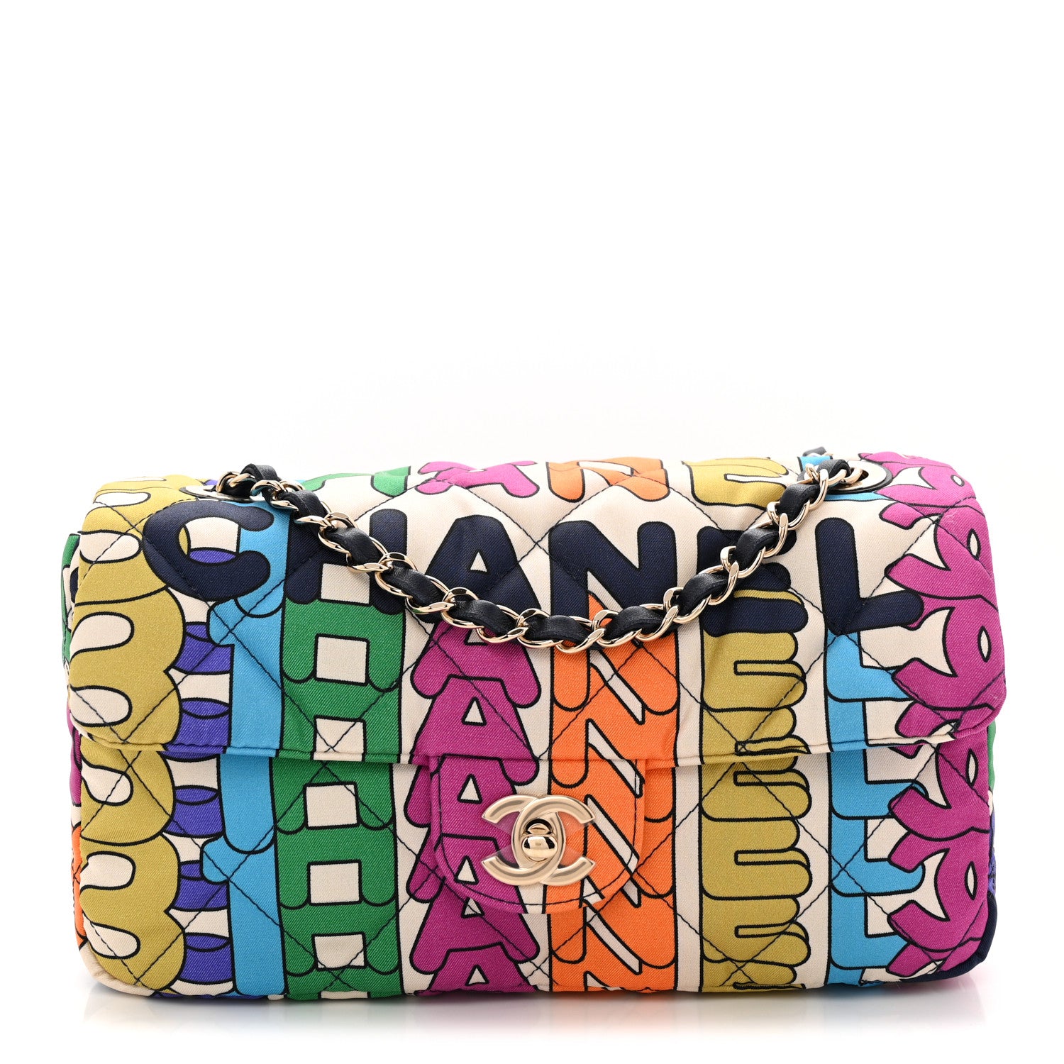 Chanel Printed Fabric Quilted Logo Single Flap Bag Multicolor 1 of 11