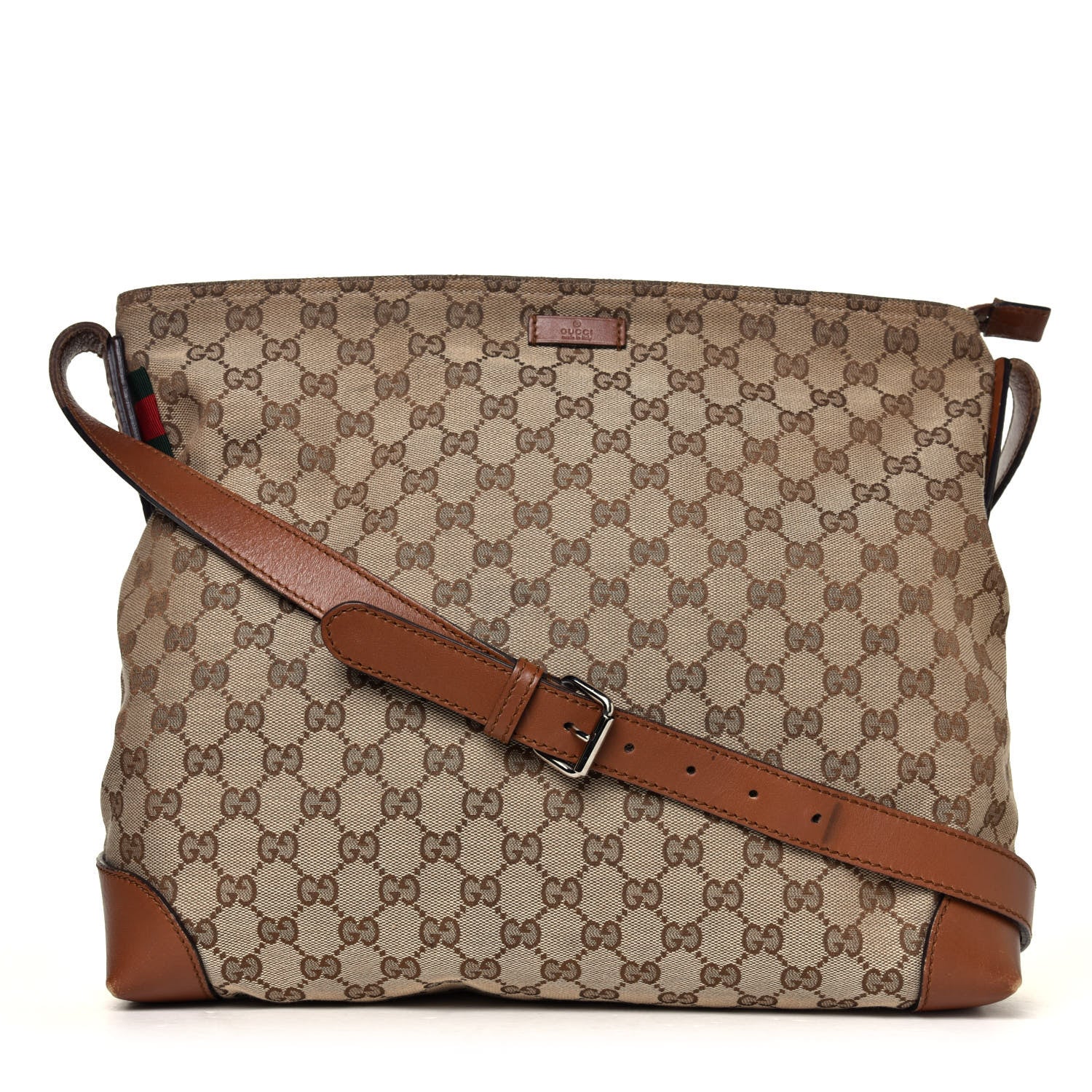 Gucci Monogram Large Flat Messenger Bag Brown 1 of 6