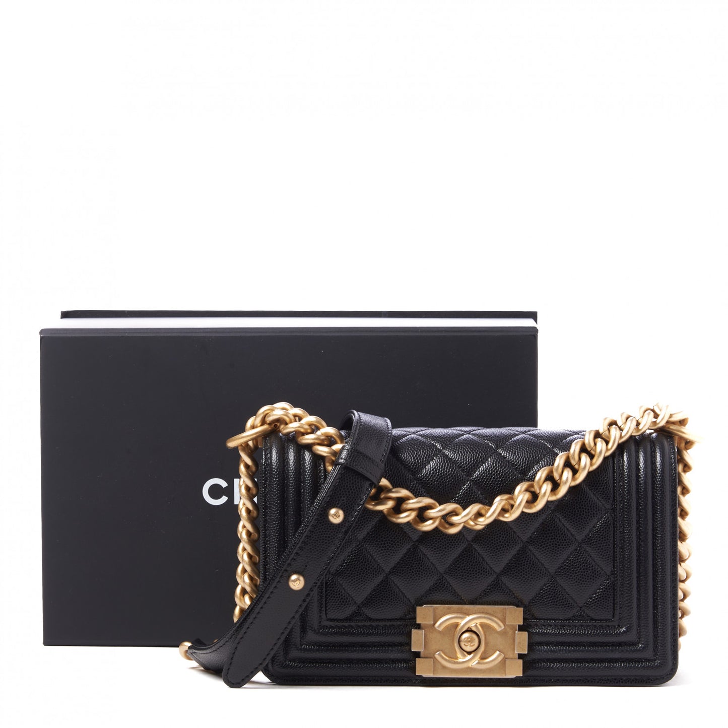 Caviar Quilted Small Boy Flap Black