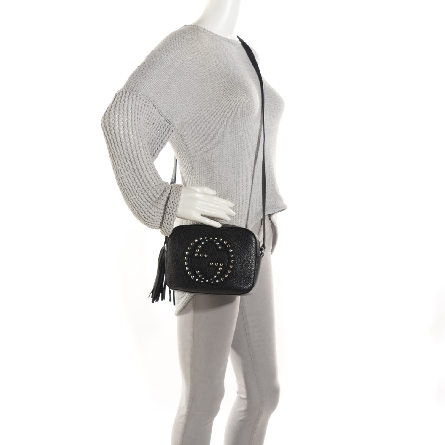 Gucci Pebbled Calfskin Studded Small Soho Disco Bag Black 2 of 7