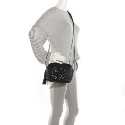Gucci Pebbled Calfskin Studded Small Soho Disco Bag Black 2 of 7