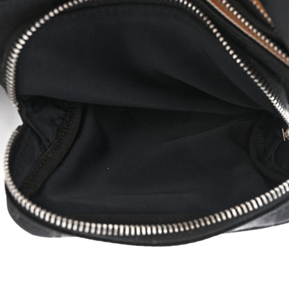 Fendi Nylon Vitello Century Pequin Logo Plate Pocket Belt Bag Black 6 of 10