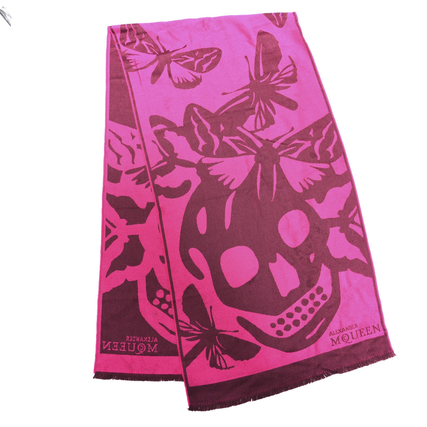 Wool Skull Butterfly Stole Scarf Pink