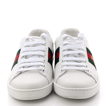 Gucci Calfskin Ayers Bee Embroidered Womens Ace Sneakers 35 White Green 2 of 8