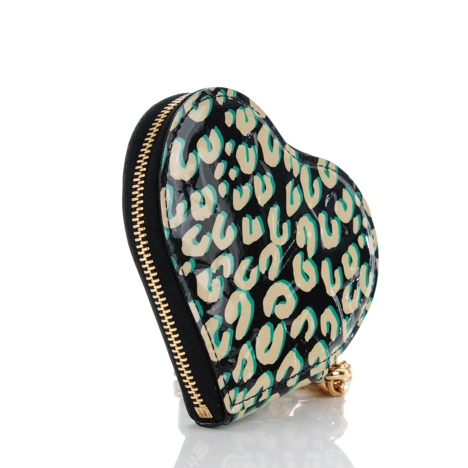Louis Vuitton Vernis Leopard Coeur Heart Coin Purse Blue Infini 3 of 7
