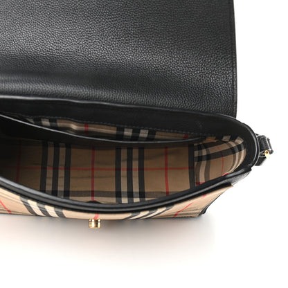 Burberry Grainy Calfskin Vintage Check Note Crossbody Bag Black 5 of 10