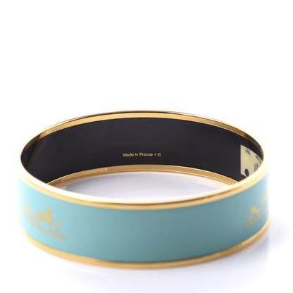 Hermes Enamel Printed Wide Caleche Bracelet 70 Vert Aqua 4 of 6