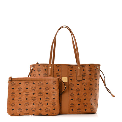 MCM Visetos Medium Liz Reversible Shopper Tote Cognac 1 of 17