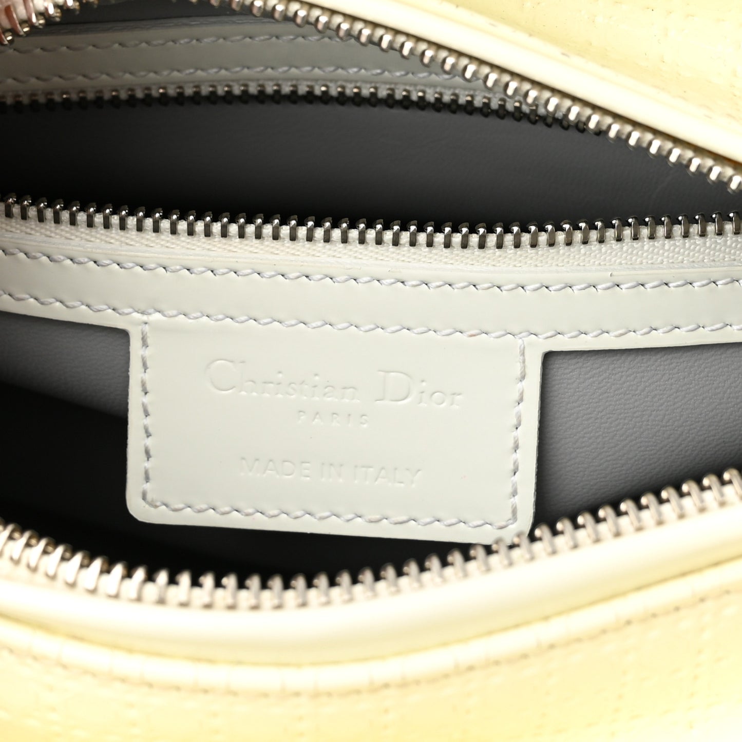 Patent Micro-Cannage Medium Lady Dior White
