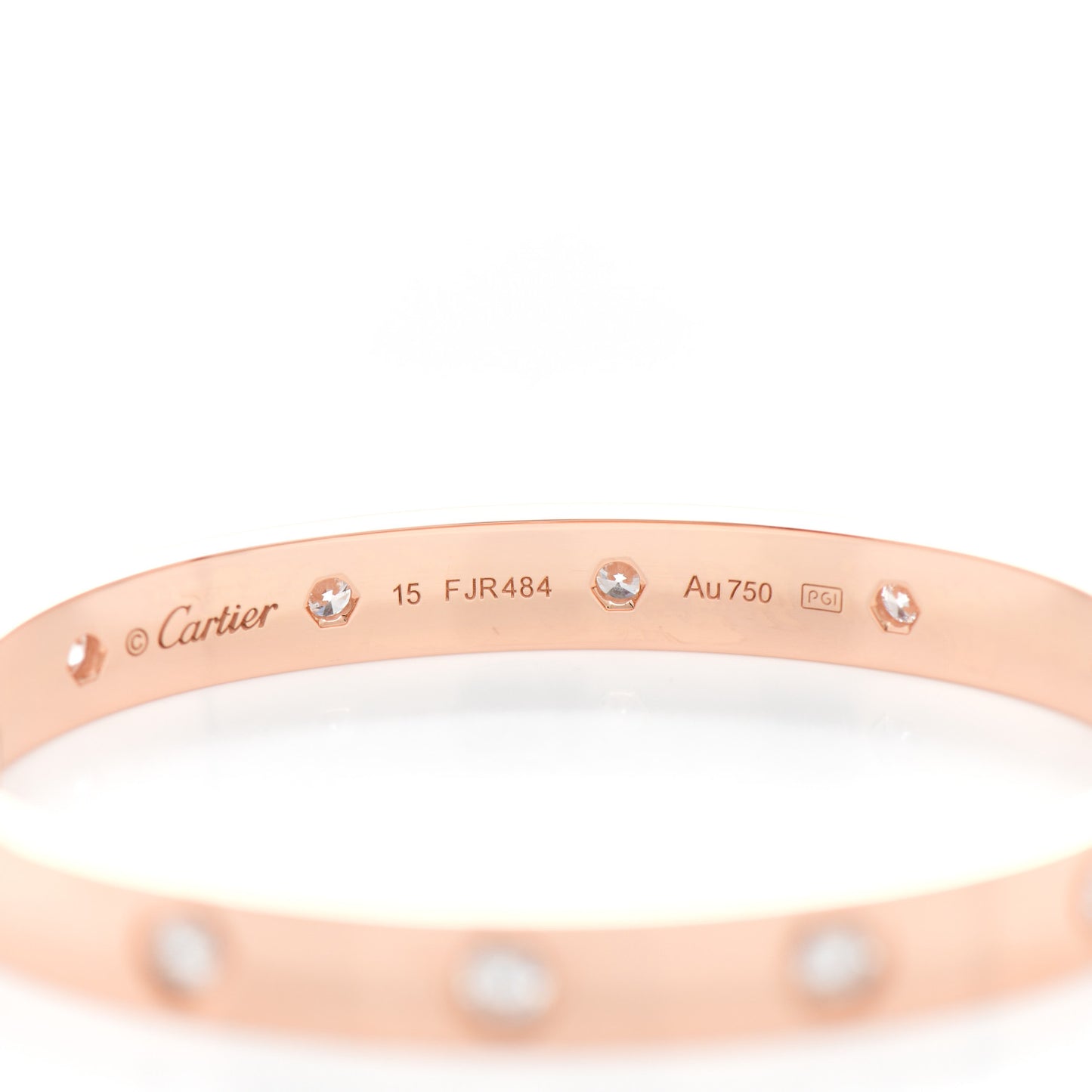 18K Pink Gold 10 Diamond LOVE Bracelet 15