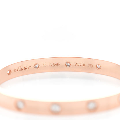 Cartier 18K Pink Gold 10 Diamond LOVE Bracelet 15 3 of 3