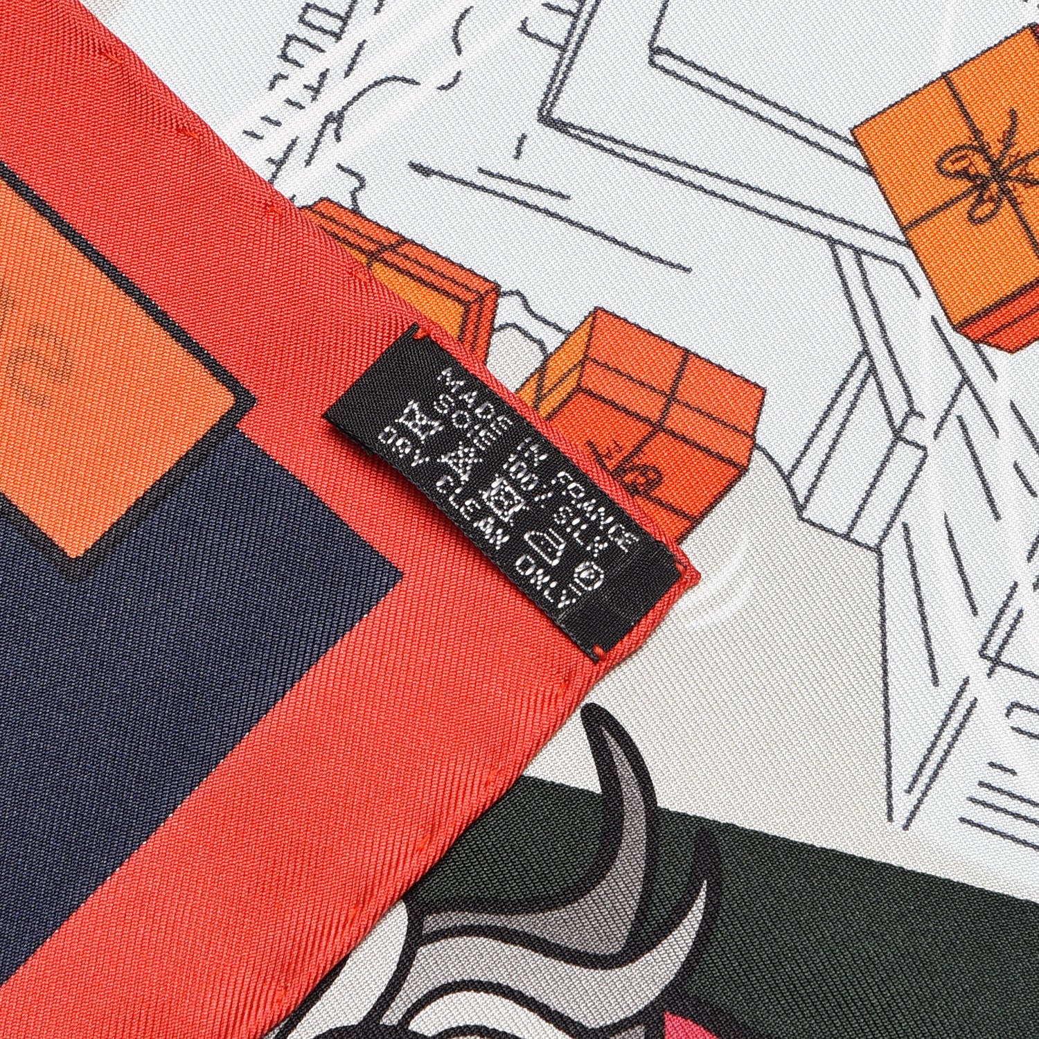 Hermes Silk Space Shopping Au Faubourg Scarf 90 Vert Bleu Nuit Bordeaux 4 of 5