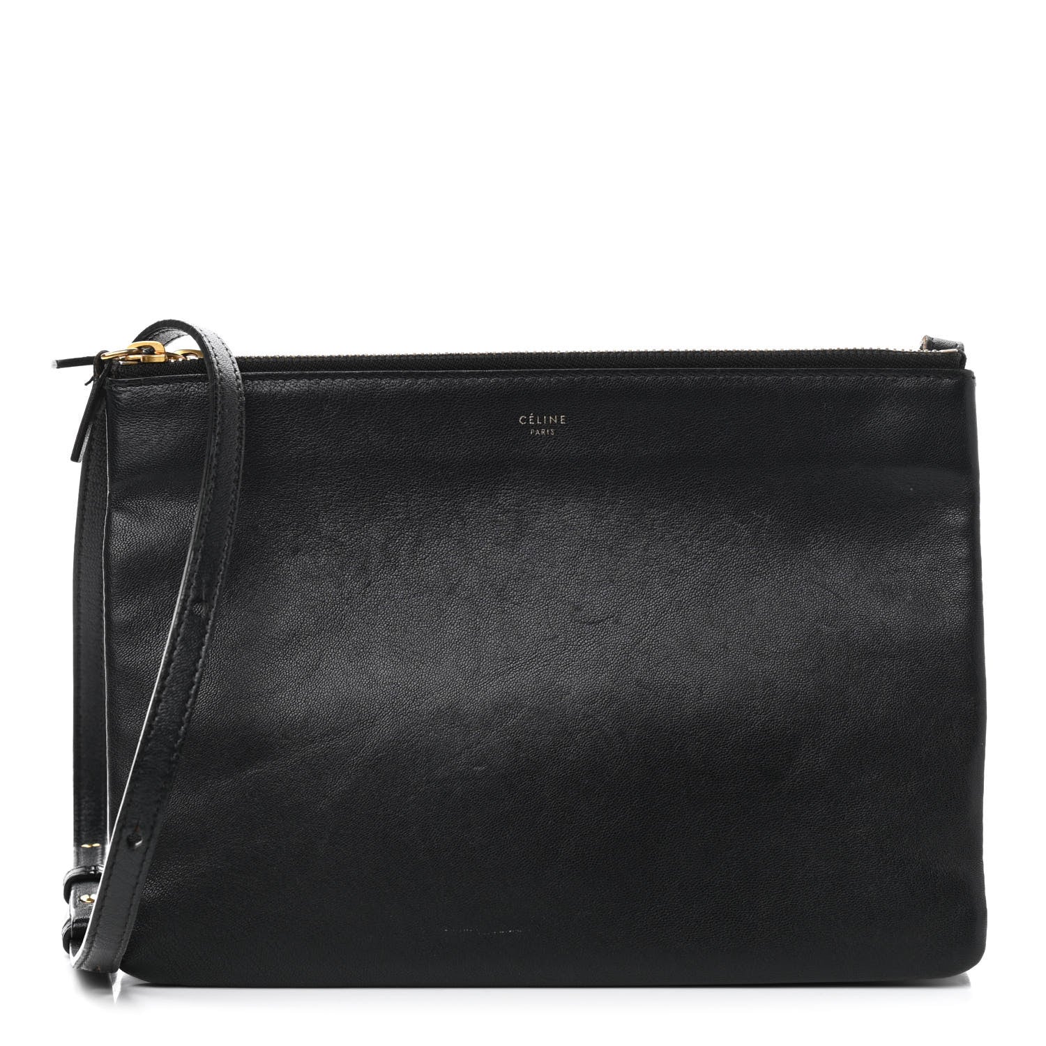 Celine Goatskin Large Trio Crossbody Bag Black 1 of 14