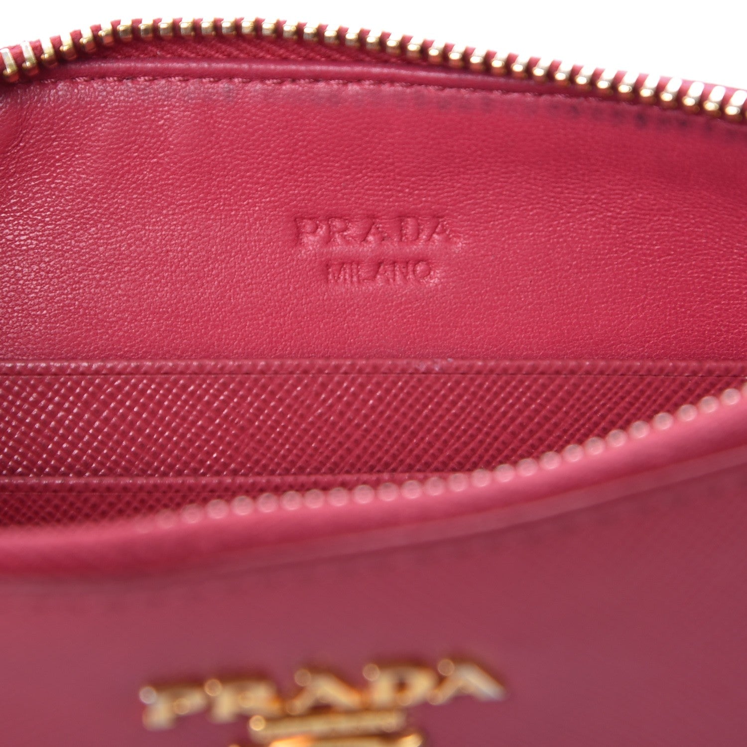 Prada Saffiano Flat Zip Wristlet Peonia 6 of 13