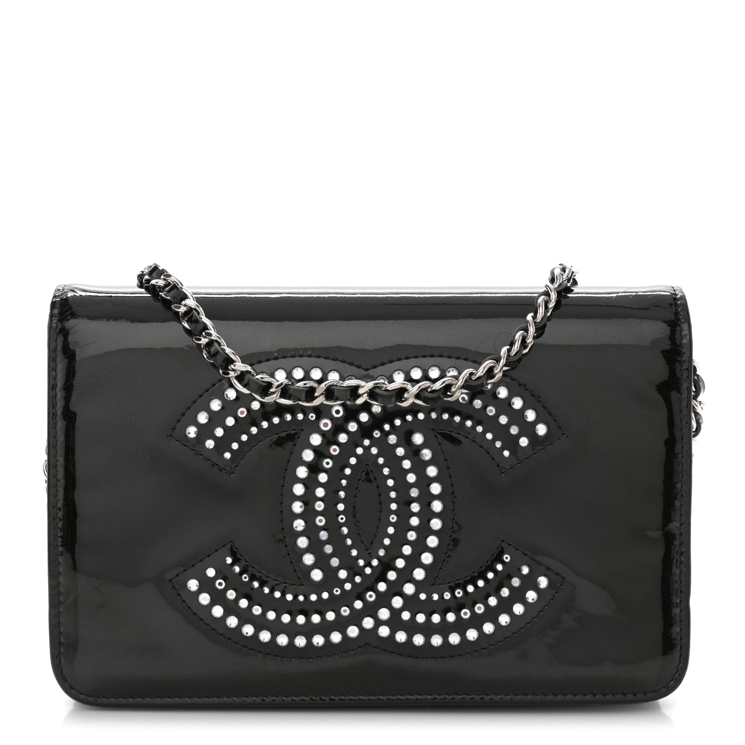 Chanel Patent Strass Wallet On Chain WOC Black 1 of 11