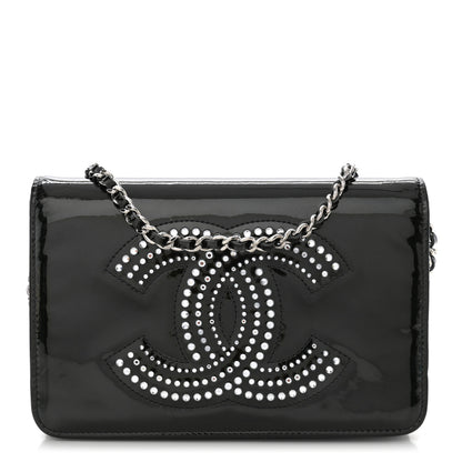 Chanel Patent Strass Wallet On Chain WOC Black 1 of 11