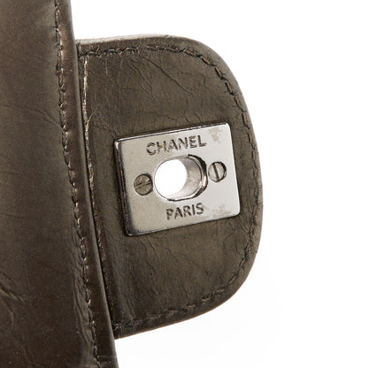 Chanel Metallic Crackled Calfskin Medium Clam's Pocket Flap Dark Silver 7 of 15