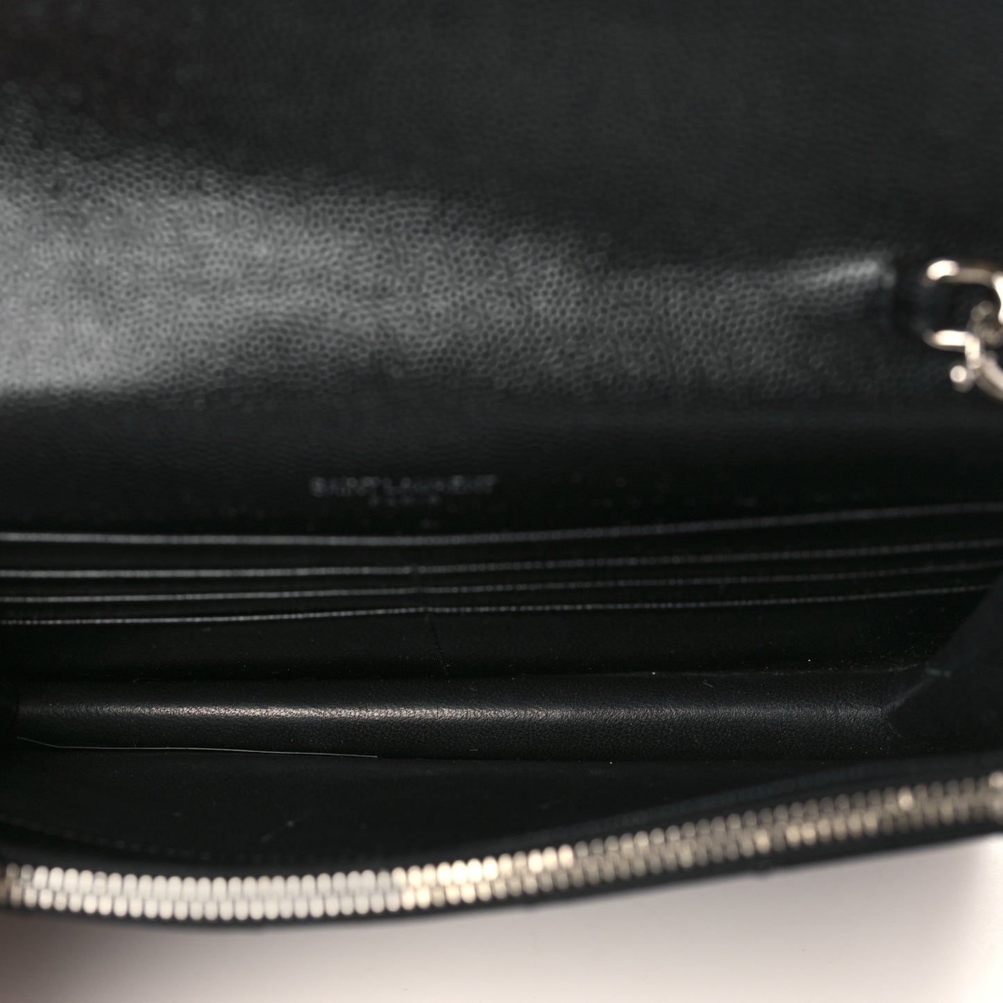 Grain De Poudre Matelasse Chevron Monogram Envelope Chain Wallet Black