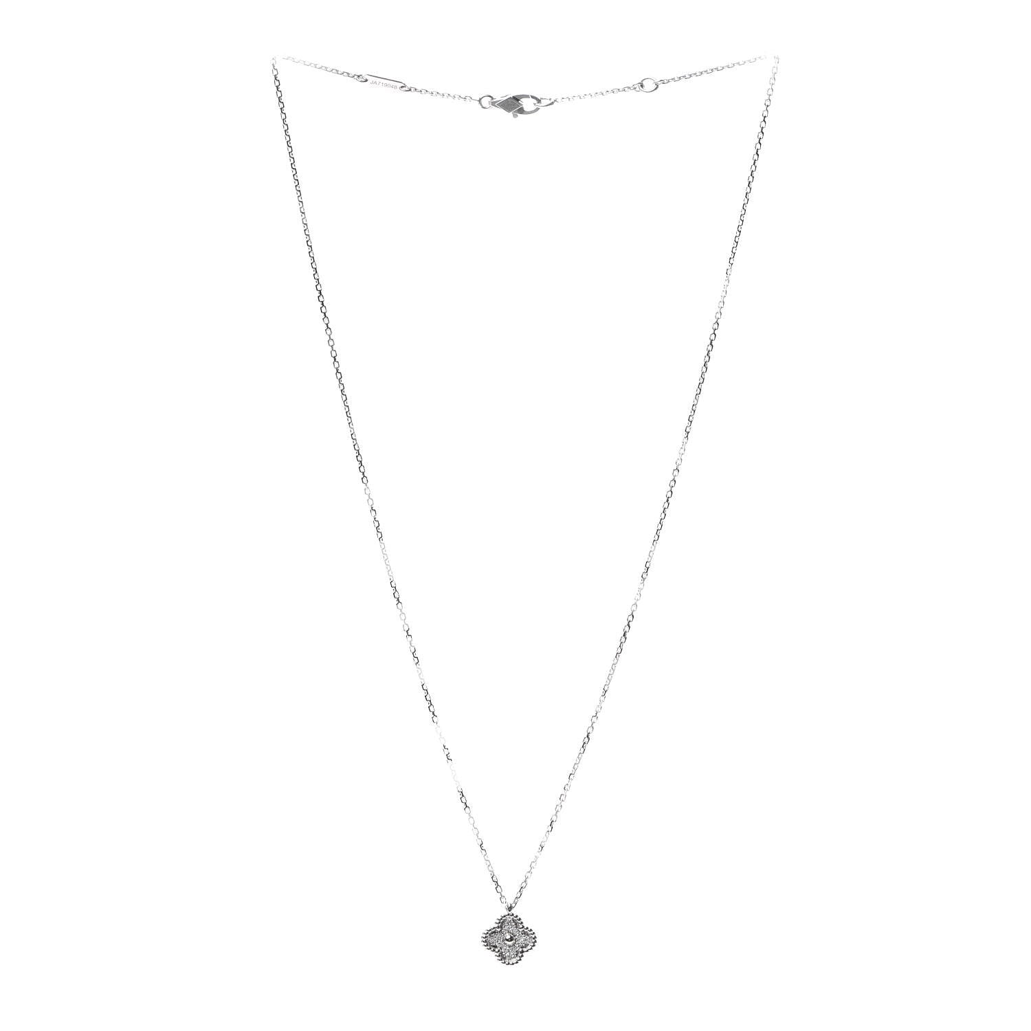 Van Cleef & Arpels 18K White Gold Diamond Sweet Alhambra Pendant Necklace 3 of 8