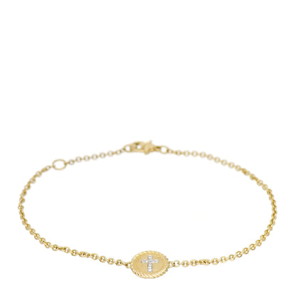 David Yurman 18K Yellow Gold Diamond Cable Collectibles Cross Bracelet 1 of 4