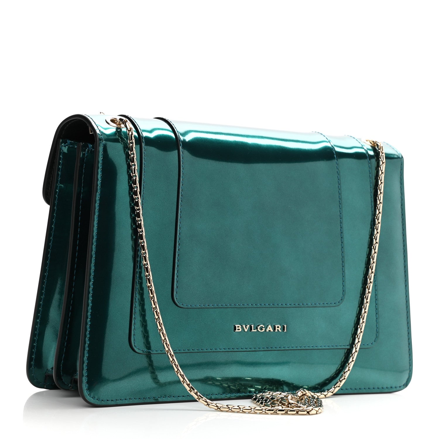 Bulgari Metallic Calfskin Serpenti Forever Shoulder Bag Green 4 of 10