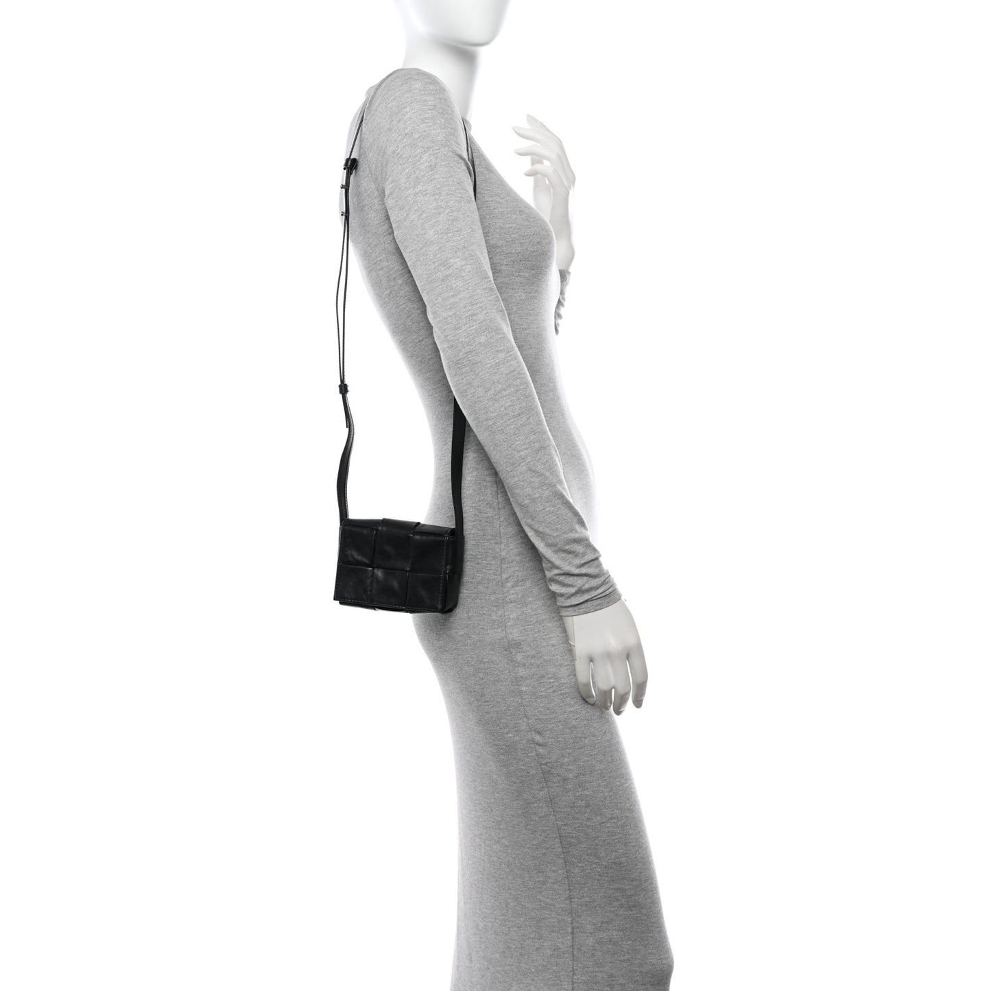 Paper Calfskin Maxi Intreccio Extra Mini Cassette Crossbody Bag Black
