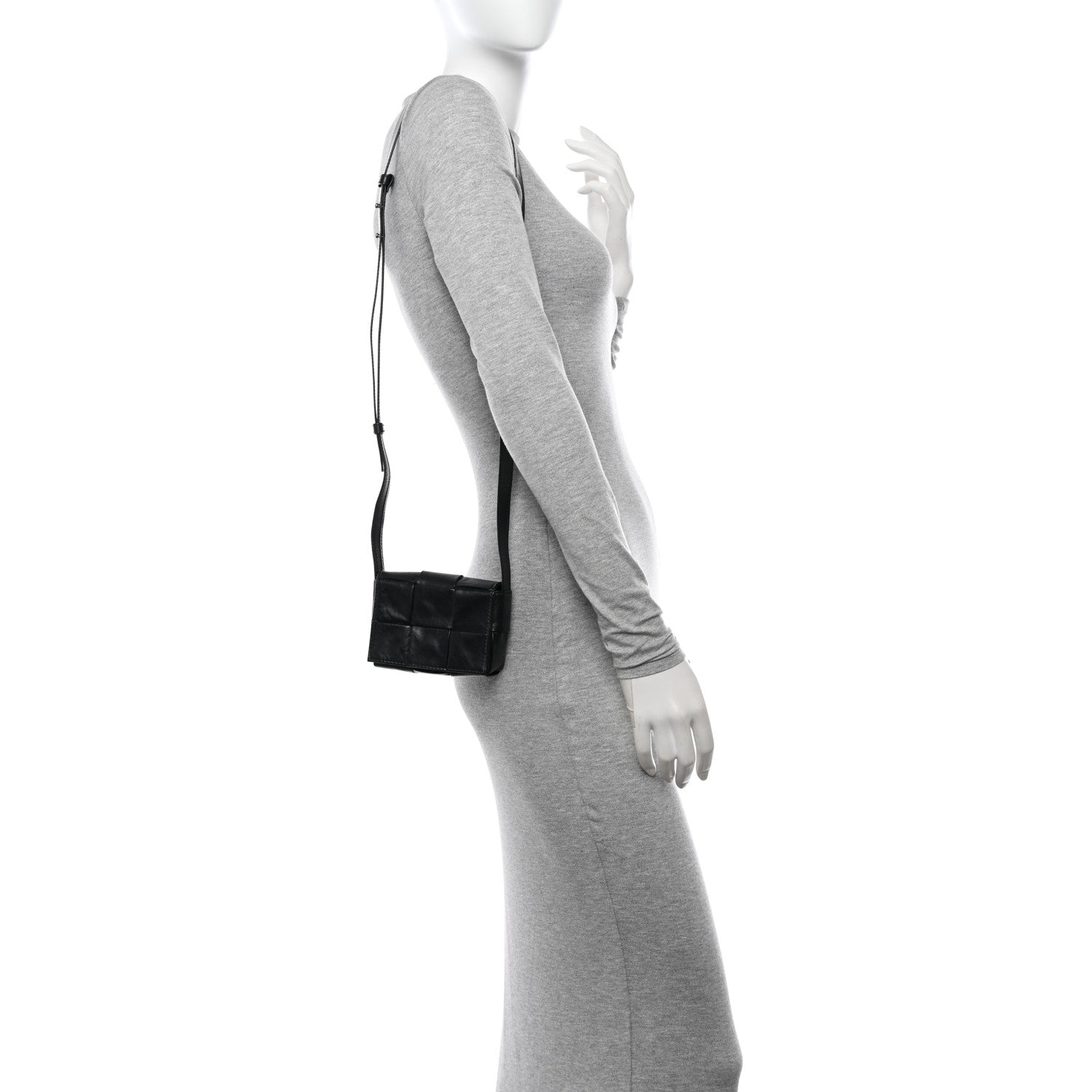 Bottega Veneta Paper Calfskin Maxi Intreccio Extra Mini Cassette Crossbody Bag Black 2 of 13