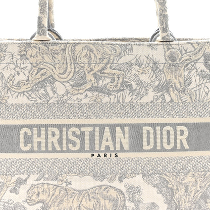 Christian Dior Canvas Embroidered Medium Dioriviera Toile De Jouy Book Tote Gray 7 of 11
