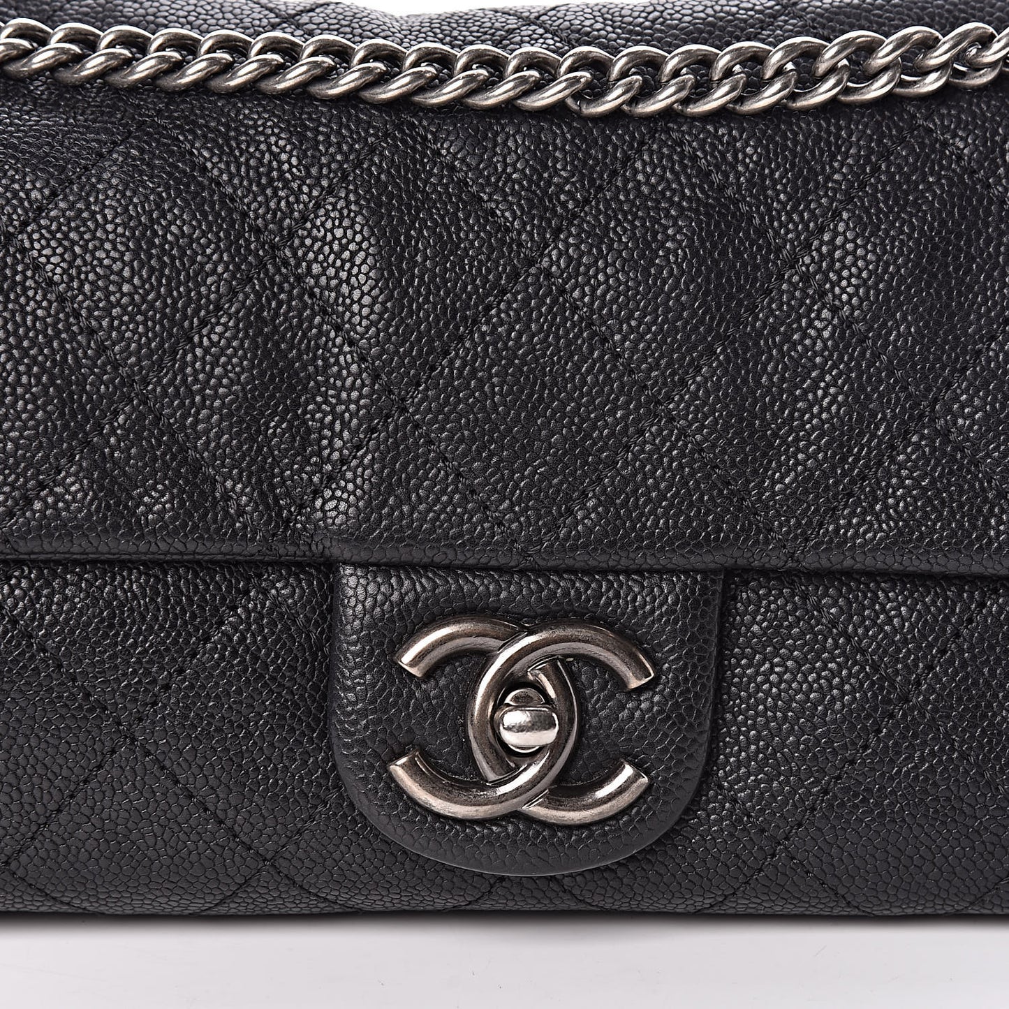 Caviar Quilted Medium Simply CC Flap Black