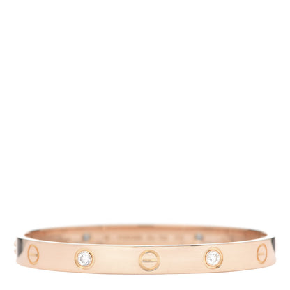 Cartier 18K Pink Gold 4 Diamond LOVE Bracelet 16 1 of 6