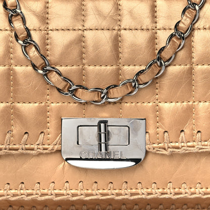Chanel Metallic Calfskin Chocolate Bar Whipstitch Mademoiselle Flap Beige 8 of 11