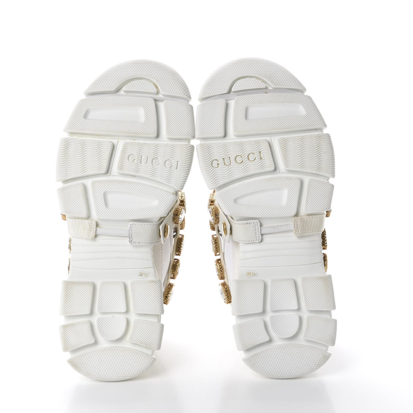 X SEGA Mesh Calfskin Suede Removable Crystals Womens Flashtrek Sneakers 38.5 Great White