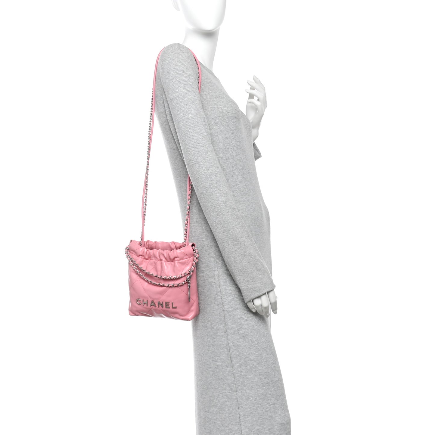 Shiny Calfskin Quilted Mini Chanel 22 Pink