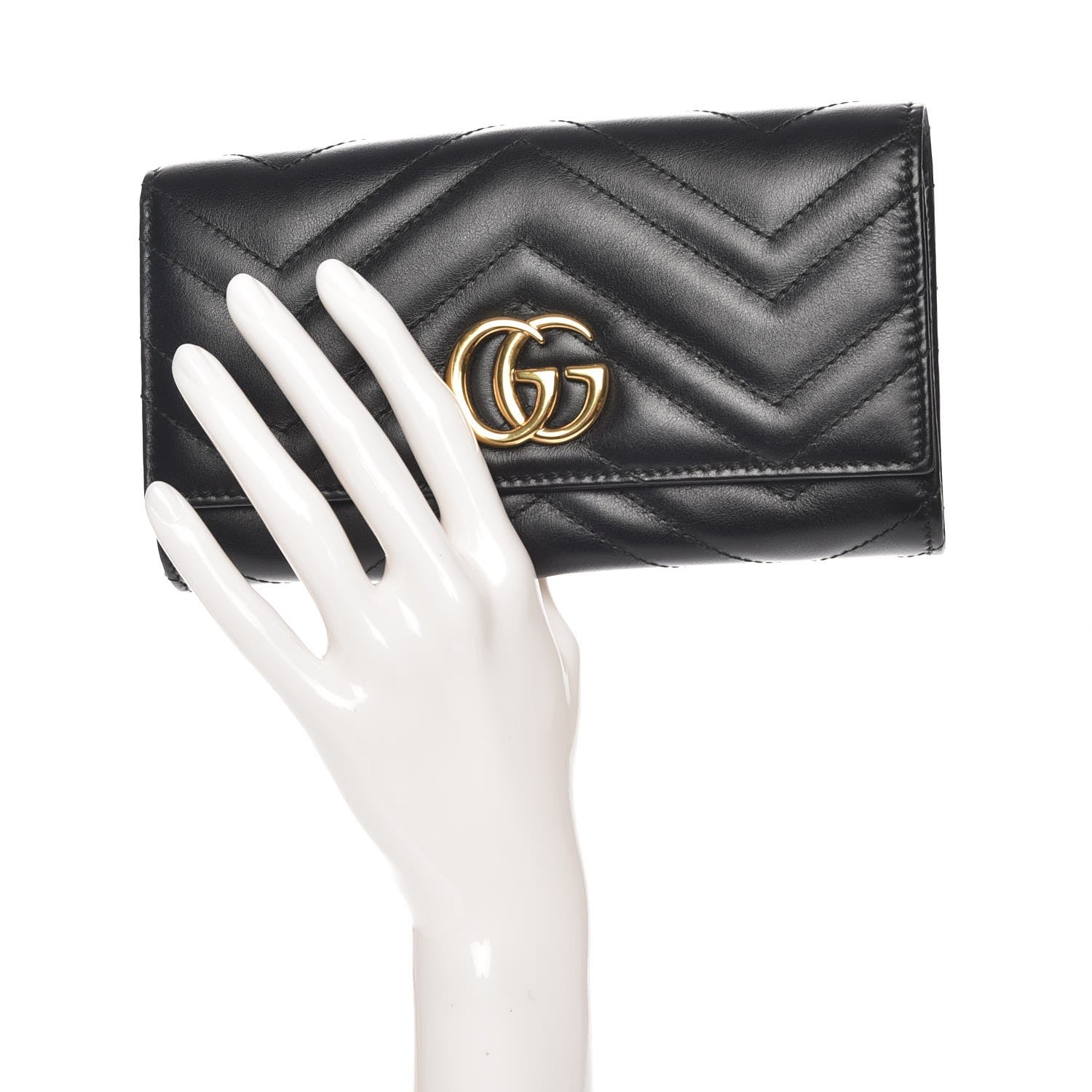 Gucci Calfskin Matelasse GG Marmont Continental Wallet Black 2 of 7