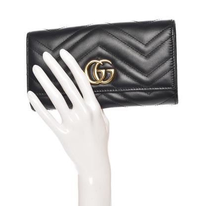 Gucci Calfskin Matelasse GG Marmont Continental Wallet Black 2 of 7