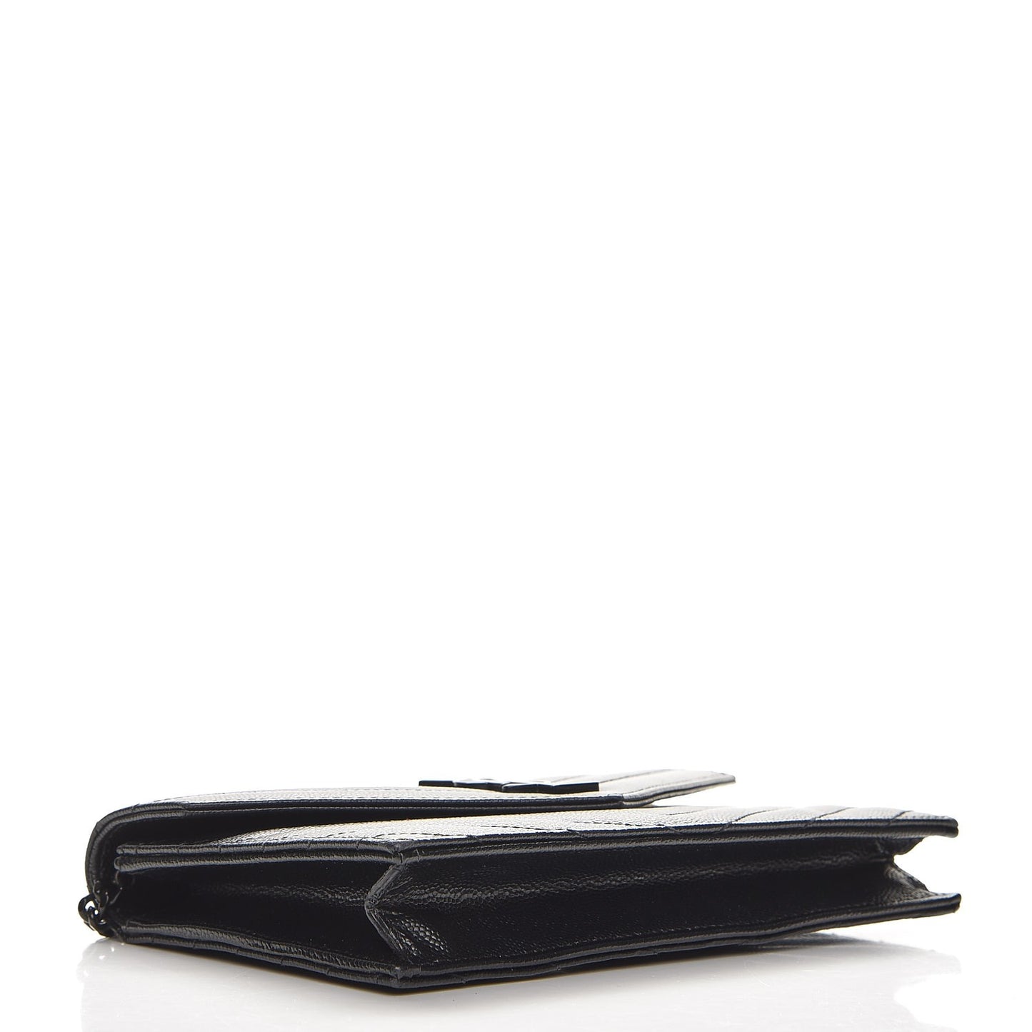 Grain De Poudre Matelasse Chevron Monogram Envelope Chain Wallet Black