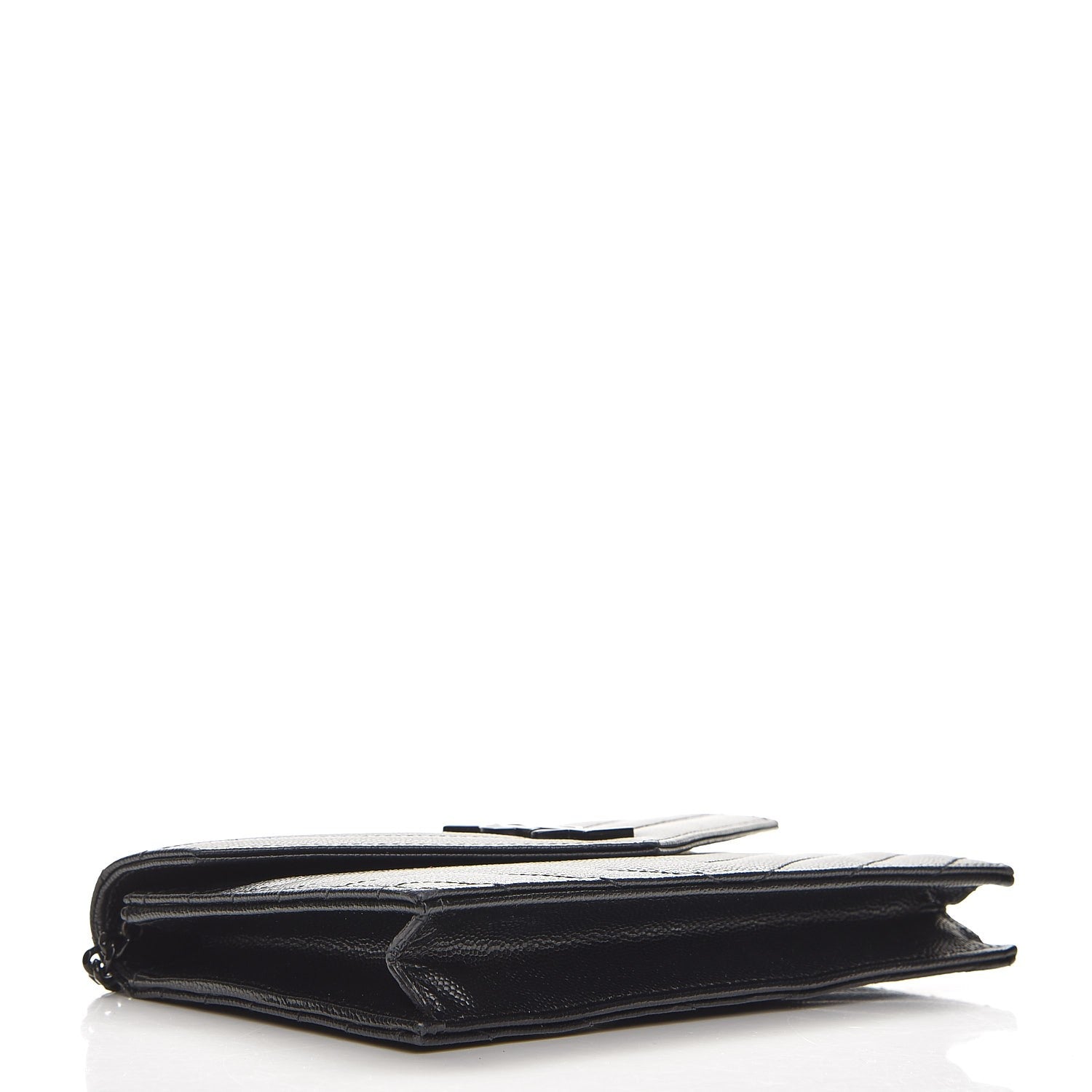 Saint Laurent Grain De Poudre Matelasse Chevron Monogram Envelope Chain Wallet Black 4 of 7