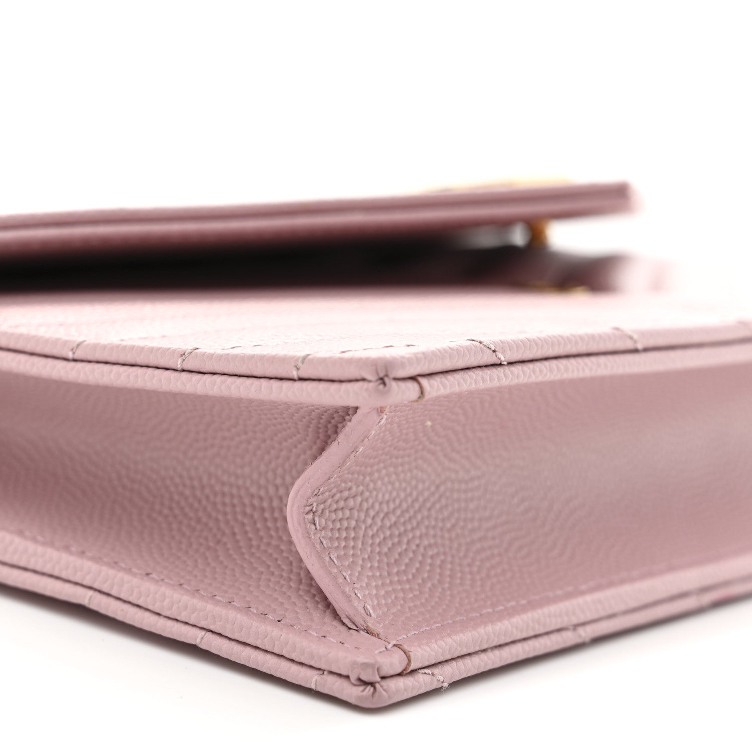 Saint Laurent Grain De Poudre Matelasse Chevron Monogram Envelope Chain Wallet Tender Pink 9 of 11