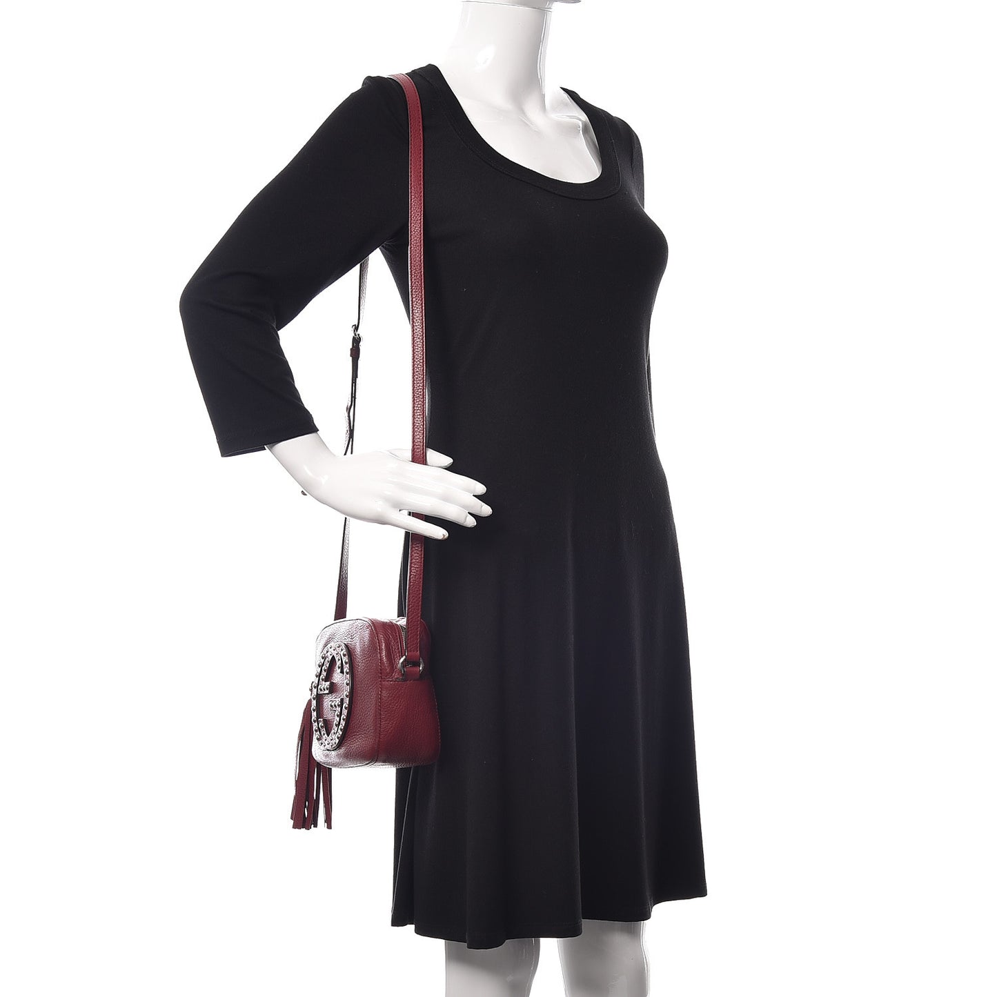 Pebbled Calfskin Studded Small Soho Disco Bag Soft Burgundy