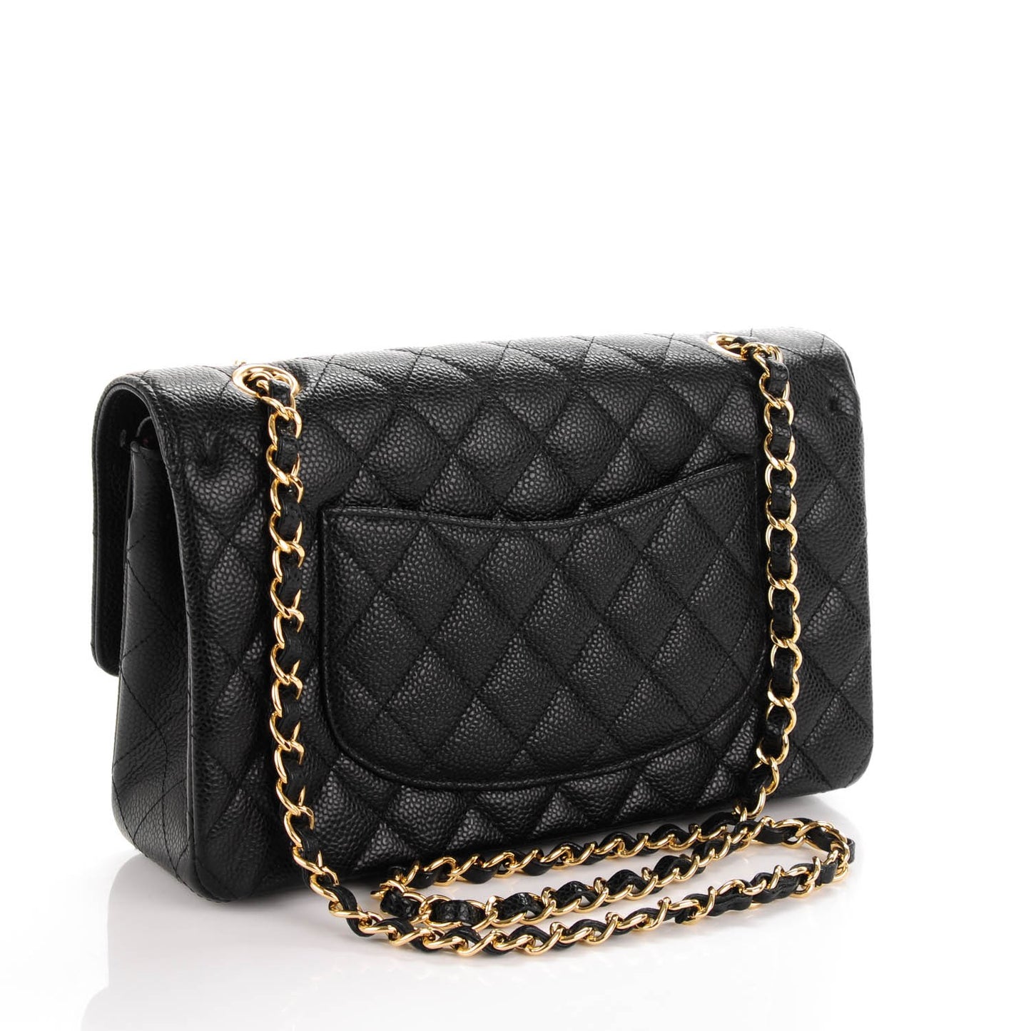 Caviar Quilted Medium Double Flap Black