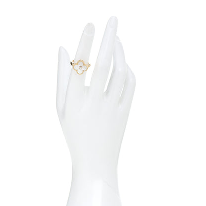 Van Cleef & Arpels 18K Yellow Gold Diamond Mother of Pearl Vintage Alhambra Ring 52 6 2 of 6
